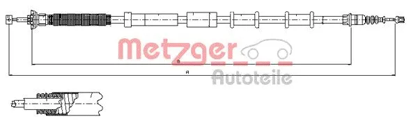 12.0721 METZGER Тросик, cтояночный тормоз (фото 1)