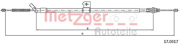 17.0317 METZGER Тросик, cтояночный тормоз (фото 1)