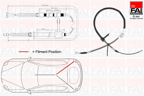 FBC0003 FAI AUTOPARTS Тросик, cтояночный тормоз (фото 1)