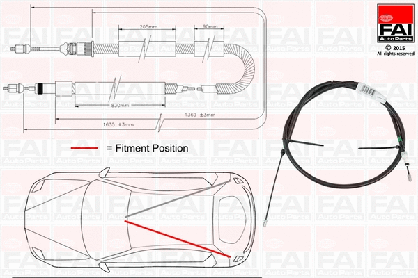 FBC0016 FAI AUTOPARTS Тросик, cтояночный тормоз (фото 1)