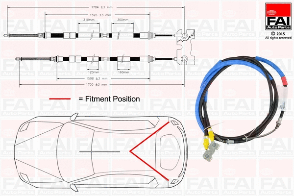 FBC0061 FAI AUTOPARTS Тросик, cтояночный тормоз (фото 1)