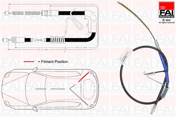 FBC0063 FAI AUTOPARTS Тросик, cтояночный тормоз (фото 1)