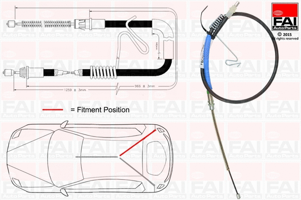 FBC0071 FAI AUTOPARTS Тросик, cтояночный тормоз (фото 1)