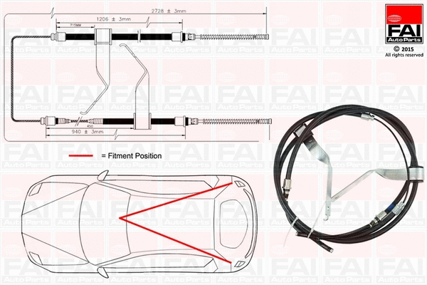 FBC0074 FAI AUTOPARTS Тросик, cтояночный тормоз (фото 1)