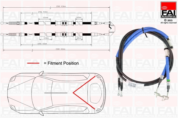 FBC0075 FAI AUTOPARTS Тросик, cтояночный тормоз (фото 1)