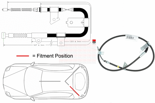 FBC0108 FAI AUTOPARTS Тросик, cтояночный тормоз (фото 1)