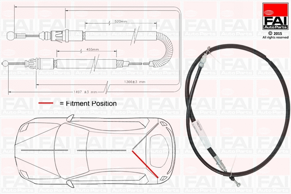 FBC0133 FAI AUTOPARTS Тросик, cтояночный тормоз (фото 1)