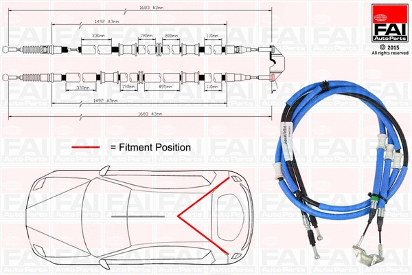 FBC0160 FAI AUTOPARTS Тросик, cтояночный тормоз (фото 1)