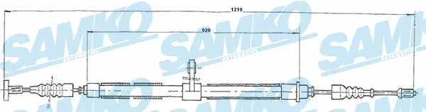 C0019B SAMKO Тросик, cтояночный тормоз (фото 1)