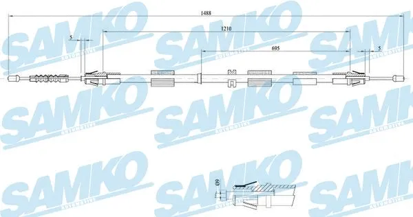 C0266B SAMKO Тросик, cтояночный тормоз (фото 1)