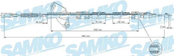 C0413B SAMKO Тросик, cтояночный тормоз (фото 1)