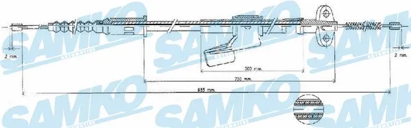 C0492B SAMKO Тросик, cтояночный тормоз (фото 1)