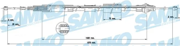C1578B SAMKO Тросик, cтояночный тормоз (фото 1)
