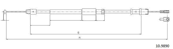 10.9890 CABOR Тросик, cтояночный тормоз (фото 1)