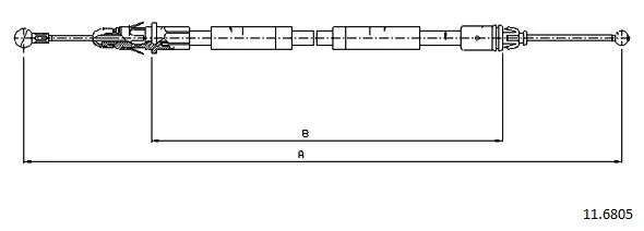 11.6805 CABOR Тросик, cтояночный тормоз (фото 1)