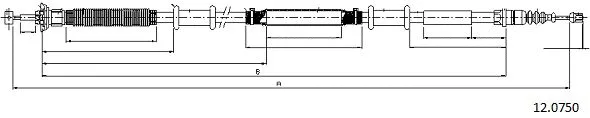 12.0750 CABOR Тросик, cтояночный тормоз (фото 1)