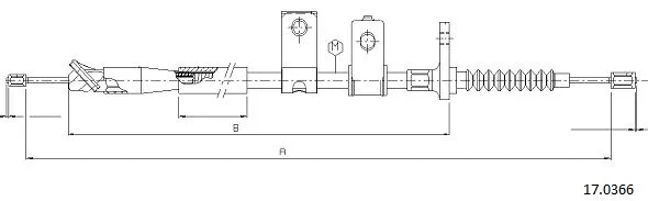 17.0366 CABOR Тросик, cтояночный тормоз (фото 1)