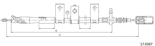17.0367 CABOR Тросик, cтояночный тормоз (фото 1)