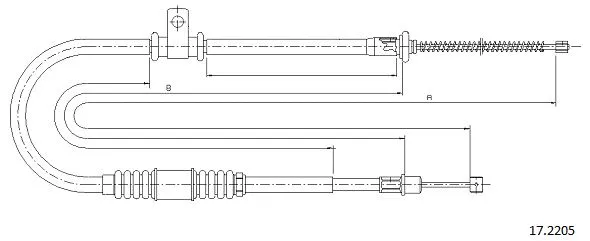 17.2205 CABOR Тросик, cтояночный тормоз (фото 1)