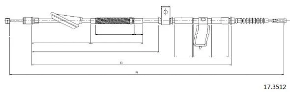 17.3512 CABOR Тросик, cтояночный тормоз (фото 1)