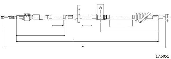 17.5051 CABOR Тросик, cтояночный тормоз (фото 1)
