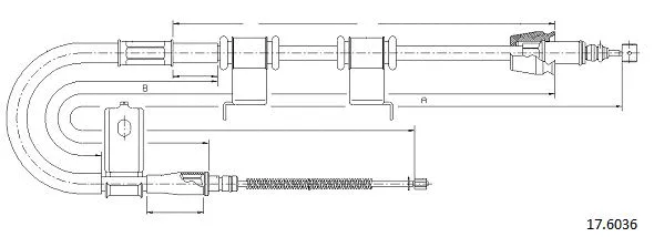 17.6036 CABOR Тросик, cтояночный тормоз (фото 1)