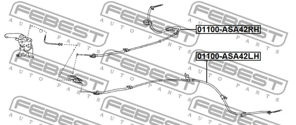 01100-ASA42RH FEBEST Тросик, cтояночный тормоз (фото 1)