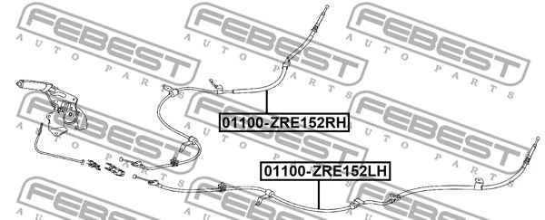 01100-ZRE152RH FEBEST Тросик, cтояночный тормоз (фото 1)