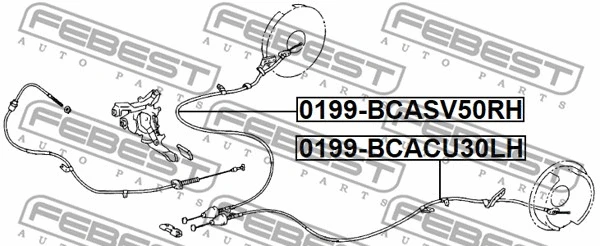 0199-BCACU30LH FEBEST Тросик, cтояночный тормоз (фото 2)