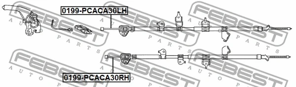 0199-PCACA30LH FEBEST Тросик, cтояночный тормоз (фото 2)
