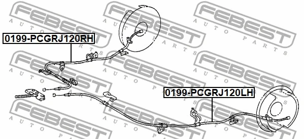 0199-PCGRJ120LH FEBEST Тросик, cтояночный тормоз (фото 2)