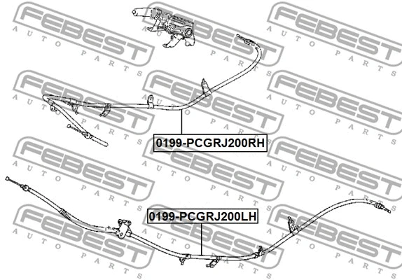 0199-PCGRJ200RH FEBEST Тросик, cтояночный тормоз (фото 1)