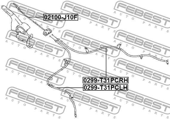 02100-J10F FEBEST Тросик, cтояночный тормоз (фото 1)