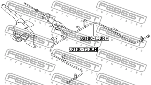 02100-T30RH FEBEST Тросик, cтояночный тормоз (фото 2)