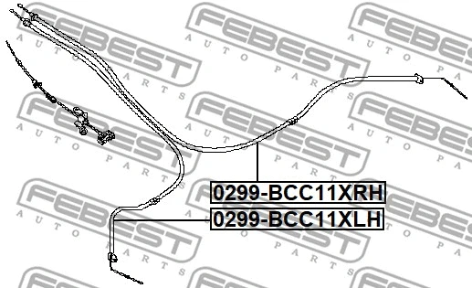 0299-BCC11XRH FEBEST Тросик, cтояночный тормоз (фото 2)