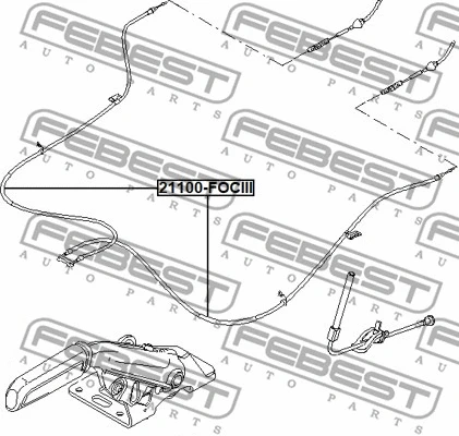 21100-FOCIII FEBEST Тросик, cтояночный тормоз (фото 1)