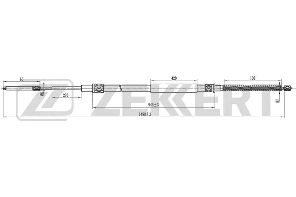 BZ-1328 ZEKKERT Тросик, cтояночный тормоз (фото 1)