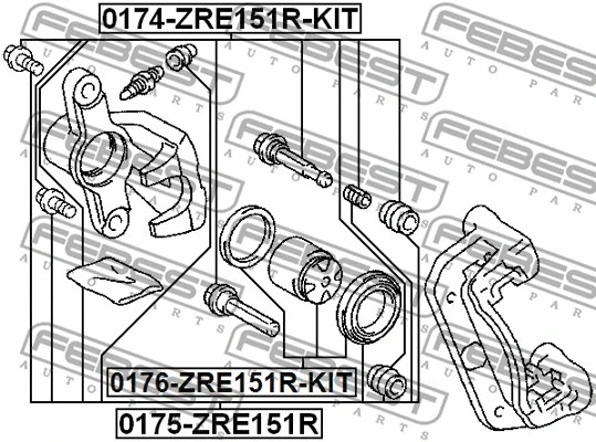 0175-ZRE151R FEBEST Ремкомплект, тормозной суппорт (фото 2)