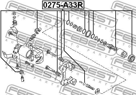 0275-A33R FEBEST Ремкомплект, тормозной суппорт (фото 2)