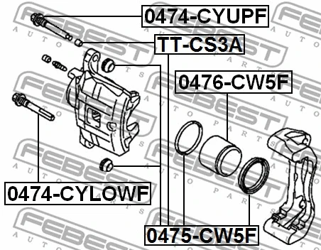 0475-CW5F FEBEST Ремкомплект, тормозной суппорт (фото 2)
