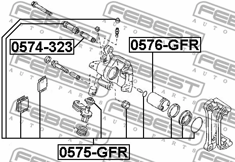 0575-GFR FEBEST Ремкомплект, тормозной суппорт (фото 2)
