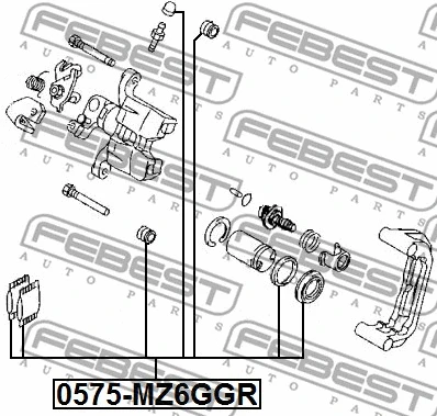 0575-MZ6GGR FEBEST Ремкомплект, тормозной суппорт (фото 2)