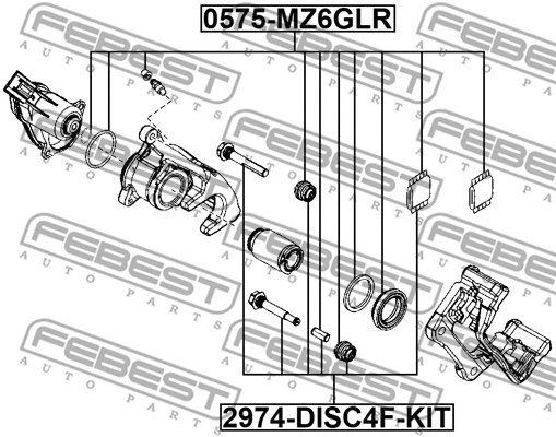 0575-MZ6GLR FEBEST Ремкомплект, тормозной суппорт (фото 1)