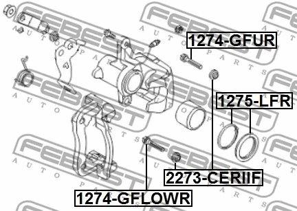1275-LFR FEBEST Ремкомплект, тормозной суппорт (фото 2)
