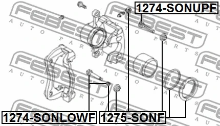 1275-SONF FEBEST Ремкомплект, тормозной суппорт (фото 2)