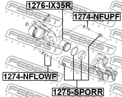 1275-SPORR FEBEST Ремкомплект, тормозной суппорт (фото 1)
