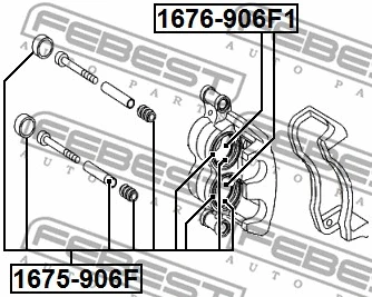 1675-906F FEBEST Ремкомплект, тормозной суппорт (фото 2)
