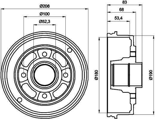 8DT 355 300-351 BEHR/HELLA/PAGID Тормозной барабан (фото 1)