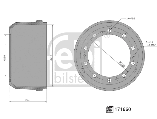 171660 FEBI Тормозной барабан (фото 1)