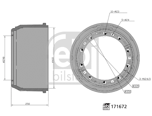 171672 FEBI Тормозной барабан (фото 1)